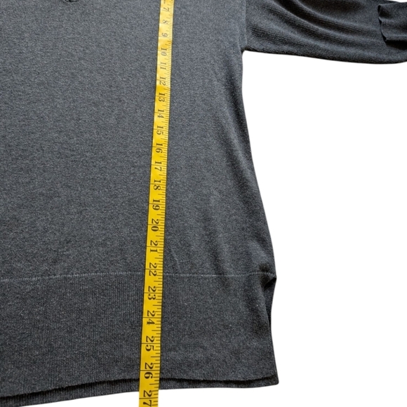 Paper Label Sweater Casual Staple Elevated Basic Women Large V Neck Cotton Grey - Picture 13 of 13